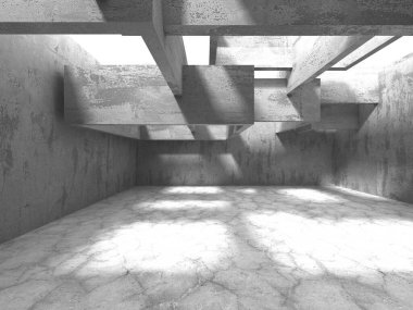 Soyut mimari iç plan. Boş beton oda. 3d hazırlayıcı