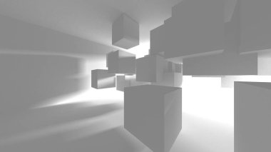 Beyaz Modern Arkaplan. Soyut Bina Konsepti. 3d Hazırlama