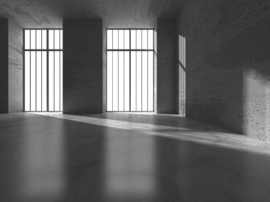 Soyut mimari arka plan. İçi boş beton döşeme. 3d hazırlayıcı