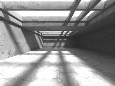 Soyut mimari arka plan. İçi boş beton döşeme. 3d hazırlayıcı