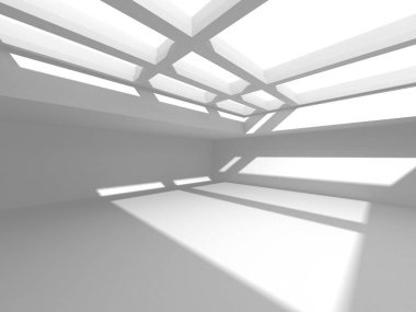 Aydınlatılmış koridor iç tasarımı. Boş Oda İç mimarisi. 3 Boyutlu Hazırlama