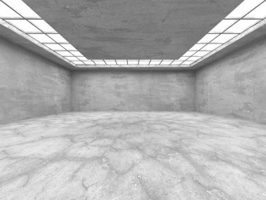 Soyut mimari iç plan. Boş beton oda. 3d hazırlayıcı