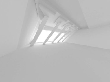 Aydınlatılmış koridor iç tasarımı. Boş Oda İç mimarisi. 3 Boyutlu Hazırlama