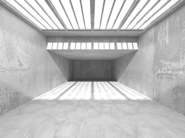 Soyut mimari arka plan. İçi boş beton döşeme. 3d hazırlayıcı