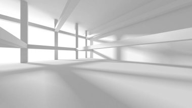 Aydınlatılmış koridor iç tasarımı. Boş Oda İç mimarisi. 3 Boyutlu Hazırlama