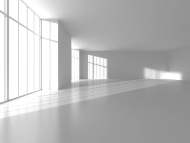 Soyut Beyaz Mimari Tasarım Konsepti. 3d Görüntüleme