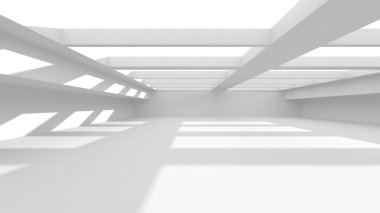 Soyut Beyaz Mimari Tasarım Konsepti. 3d Görüntüleme