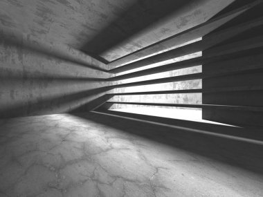 Dark Beton Duvar Mimarisi. Boş Oda. 3d Görüntüleme