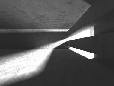 Dark Beton Duvar Mimarisi. Boş Oda. 3d Görüntüleme