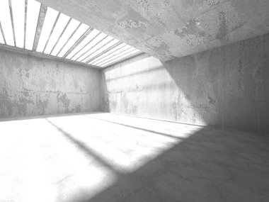 Dark Beton Duvar Mimarisi. Boş Oda. 3d Görüntüleme