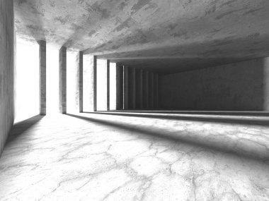 Dark Beton Duvar Mimarisi. Boş Oda. 3d Görüntüleme