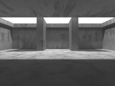 Dark Beton Duvar Mimarisi. Boş Oda. 3d Görüntüleme