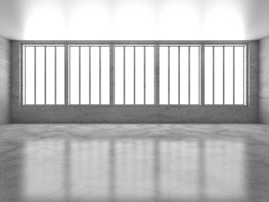 Dark Beton Duvar Mimarisi. Boş Oda. 3d Görüntüleme