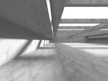 Dark Beton Duvar Mimarisi. Boş Oda. 3d Görüntüleme