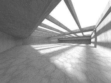 Dark Beton Duvar Mimarisi. Boş Oda. 3d Görüntüleme