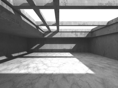 Dark Beton Duvar Mimarisi. Boş Oda. 3d Görüntüleme