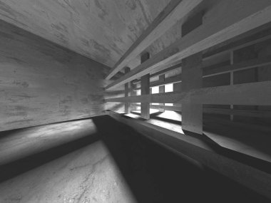 Soyut mimari arka plan. İçi boş beton döşeme. 3d hazırlayıcı