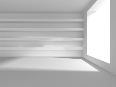 Beyaz Modern Arkaplan. Soyut Bina Konsepti. 3d Hazırlama