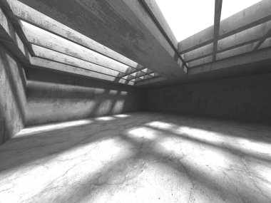 Soyut mimari iç plan. Boş beton oda. 3d hazırlayıcı