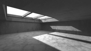 Soyut mimari arka plan. İçi boş beton döşeme. 3d hazırlayıcı