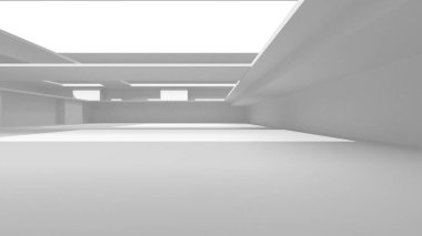 Beyaz Modern Arkaplan. Soyut Bina Konsepti. 3d Hazırlama