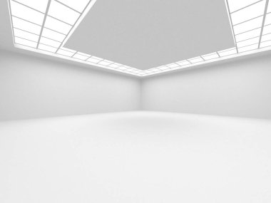 Soyut Beyaz Mimari Tasarım Konsepti. 3d Görüntüleme