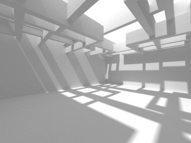 Soyut Beyaz Mimari Tasarım Konsepti. 3d Görüntüleme