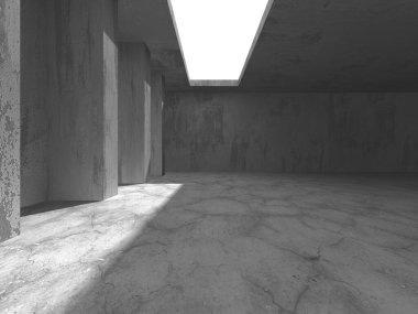 Dark Beton Duvar Mimarisi. Boş Oda. 3d Görüntüleme