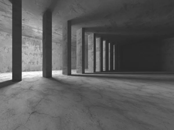 Dark Beton Duvar Mimarisi Boş Oda Görüntüleme — Stok fotoğraf
