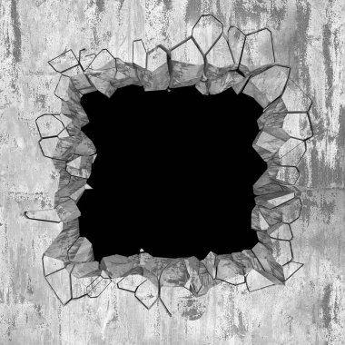 Beton duvarda çatlak var. Grunge 'un geçmişi. 3d resimleme
