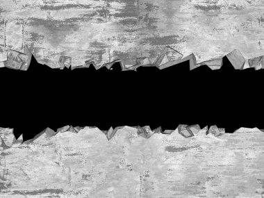 Beton duvarda çatlak var. Grunge 'un geçmişi. 3d resimleme