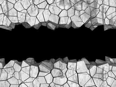 Beton duvarda çatlak var. Grunge 'un geçmişi. 3d resimleme