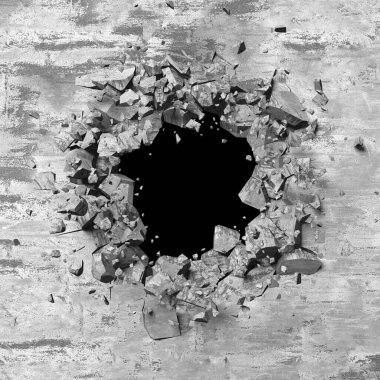 Beton duvarda çatlak var. Grunge 'un geçmişi. 3d resimleme