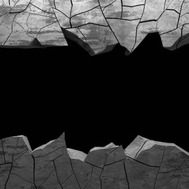 Beton duvarda çatlak var. Grunge 'un geçmişi. 3d resimleme
