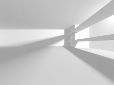 Aydınlatılmış koridor iç tasarımı. Boş Oda İç mimarisi. 3 Boyutlu Hazırlama