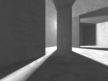Soyut mimari iç plan. Boş beton oda. 3d hazırlayıcı
