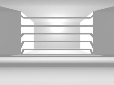 Beyaz Modern Arkaplan. Soyut Bina Konsepti. 3d Hazırlama