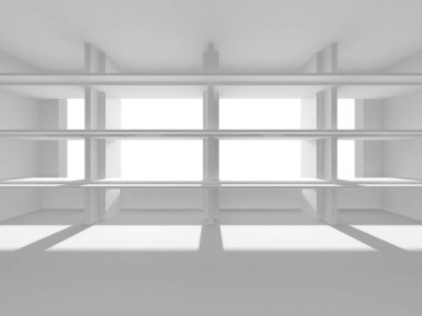 Aydınlatılmış koridor iç tasarımı. Boş Oda İç mimarisi. 3 Boyutlu Hazırlama