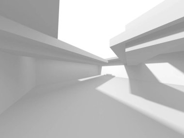 Beyaz Modern Arkaplan. Soyut Bina Konsepti. 3d Hazırlama