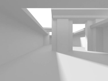 Beyaz Modern Arkaplan. Soyut Bina Konsepti. 3d Hazırlama