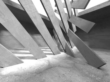 Soyut mimari arka plan. İçi boş beton döşeme. 3d hazırlayıcı