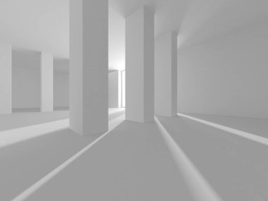 Beyaz Modern Arkaplan. Soyut Bina Konsepti. 3d Hazırlama