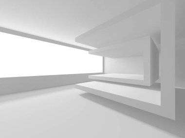 Aydınlatılmış koridor iç tasarımı. Boş Oda İç mimarisi. 3 Boyutlu Hazırlama