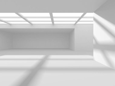 Beyaz Modern Arkaplan. Soyut Bina Konsepti. 3d Hazırlama