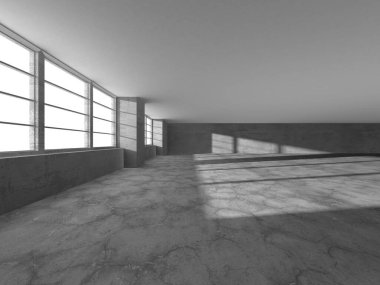 Soyut mimari iç plan. Boş beton oda. 3d hazırlayıcı