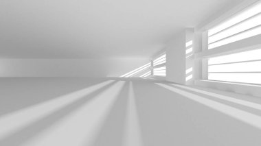 Aydınlatılmış koridor iç tasarımı. Boş Oda İç mimarisi. 3 Boyutlu Hazırlama