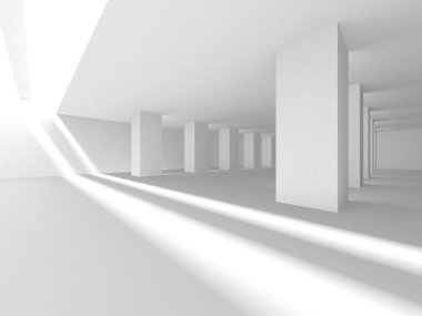 Soyut Beyaz Mimari Tasarım Konsepti. 3d Görüntüleme