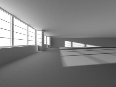 Dark Beton Duvar Mimarisi. Boş Oda. 3d Görüntüleme