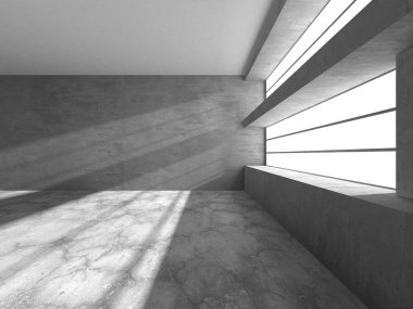 Dark Beton Duvar Mimarisi. Boş Oda. 3d Görüntüleme