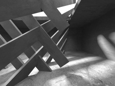 Dark Beton Duvar Mimarisi. Boş Oda. 3d Görüntüleme